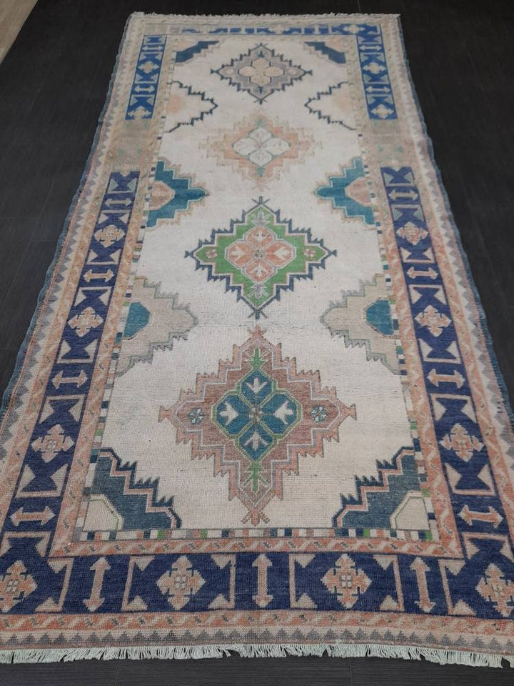 Beige Turkish Runner Rug 4' 11" x 10' 4" Hand-Knotted view