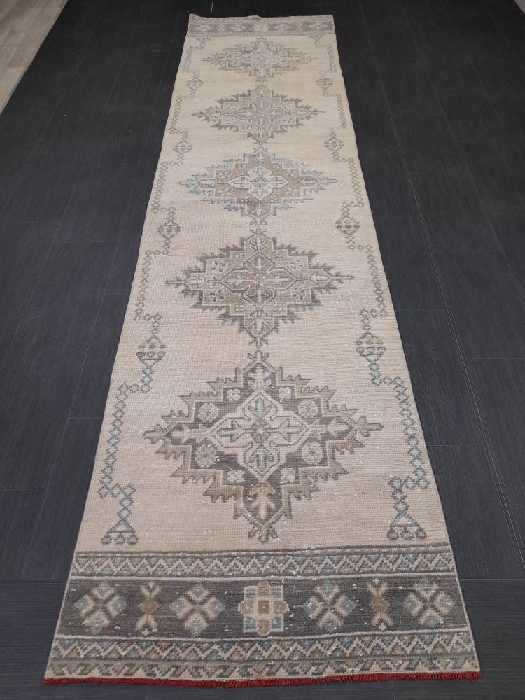 Beige Turkish Runner Rug 2' 10" x 10' 11" Hand-Knotted view