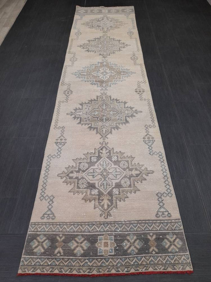 Beige Turkish Runner Rug 2' 10" x 10' 11" Hand-Knotted view