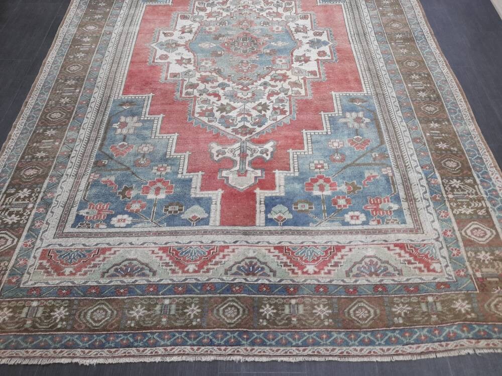 Red Turkish Oushak Rug 6' 6" x 10' 1" Hand-Knotted view