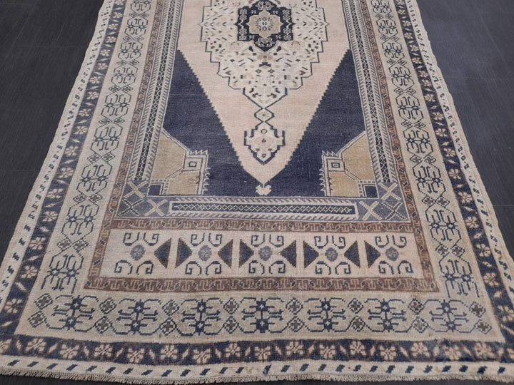 Blue Turkish Runner Rug 3' 11" x 7' 5" Hand-Knotted | No. WR71294