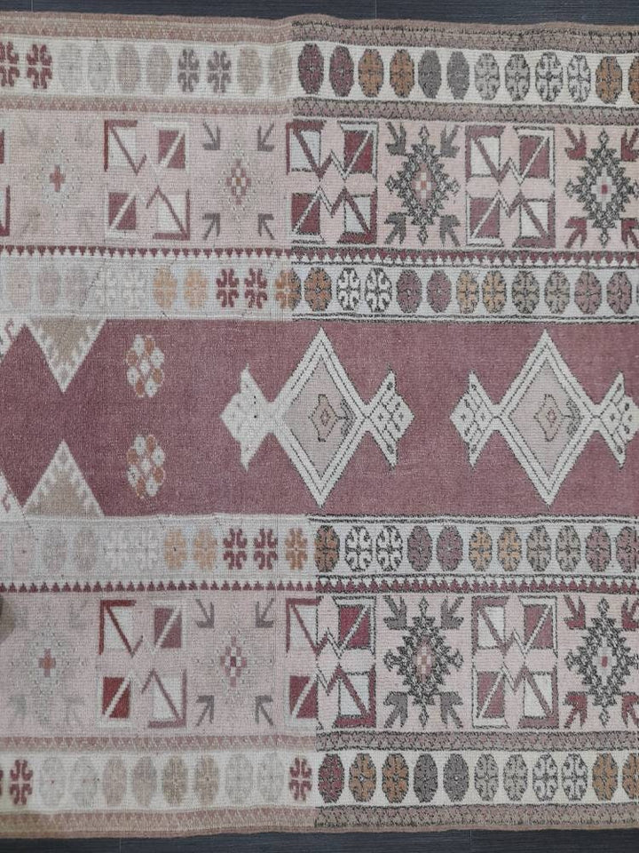 Beige Turkish Oushak Rug 3' 10" x 6' 11" Hand-Knotted reverse
