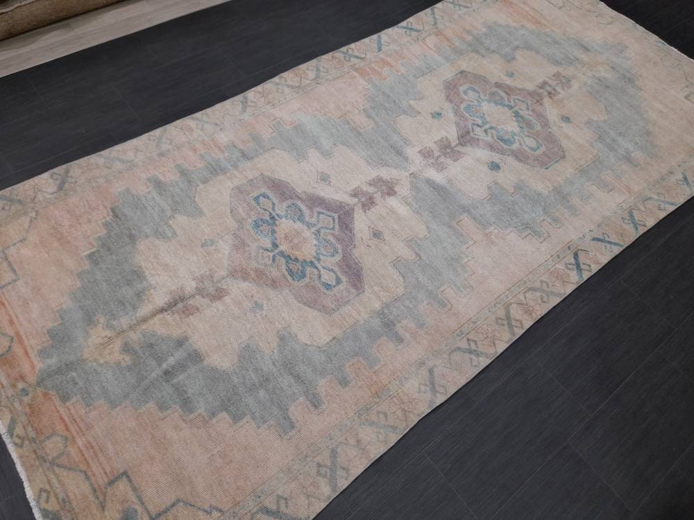 Beige Turkish Runner Rug 5' 1" x 10' 9" Hand-Knotted close-up