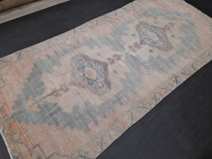 Beige Turkish Runner Rug 5' 1" x 10' 9" Hand-Knotted close-up