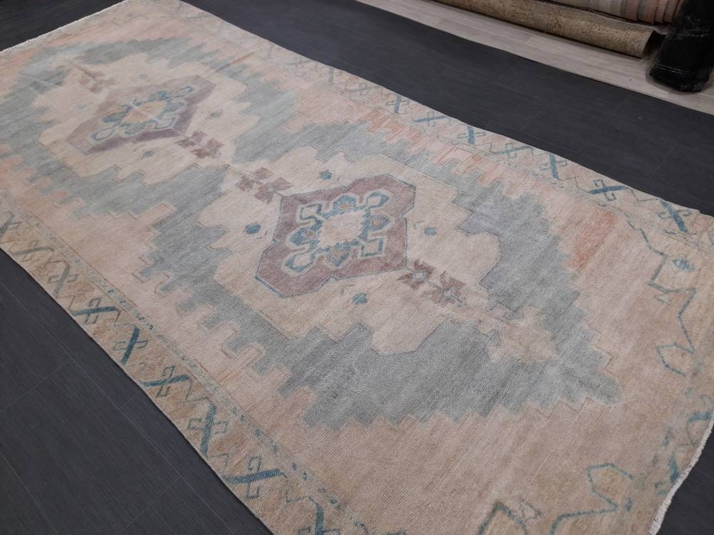 Beige Turkish Runner Rug 5' 1" x 10' 9" Hand-Knotted