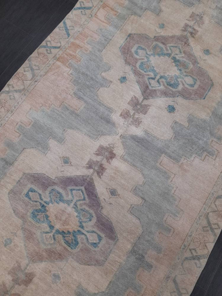 Beige Turkish Runner Rug 5' 1" x 10' 9" Hand-Knotted pattern