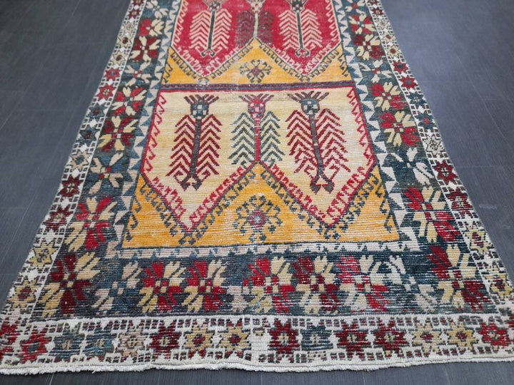 Rust Turkish Runner Rug 4' 6" x 12' 9" Hand-Knotted border