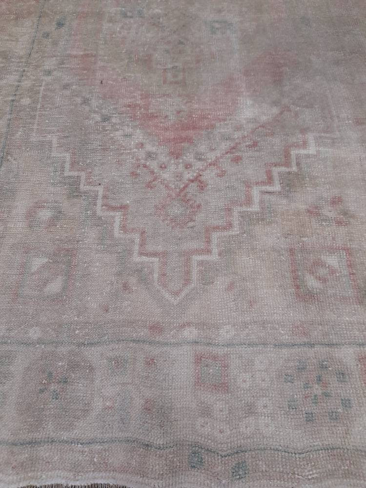Beige Turkish Runner Rug 3' 6" x 6' 5" Hand-Knotted close-up