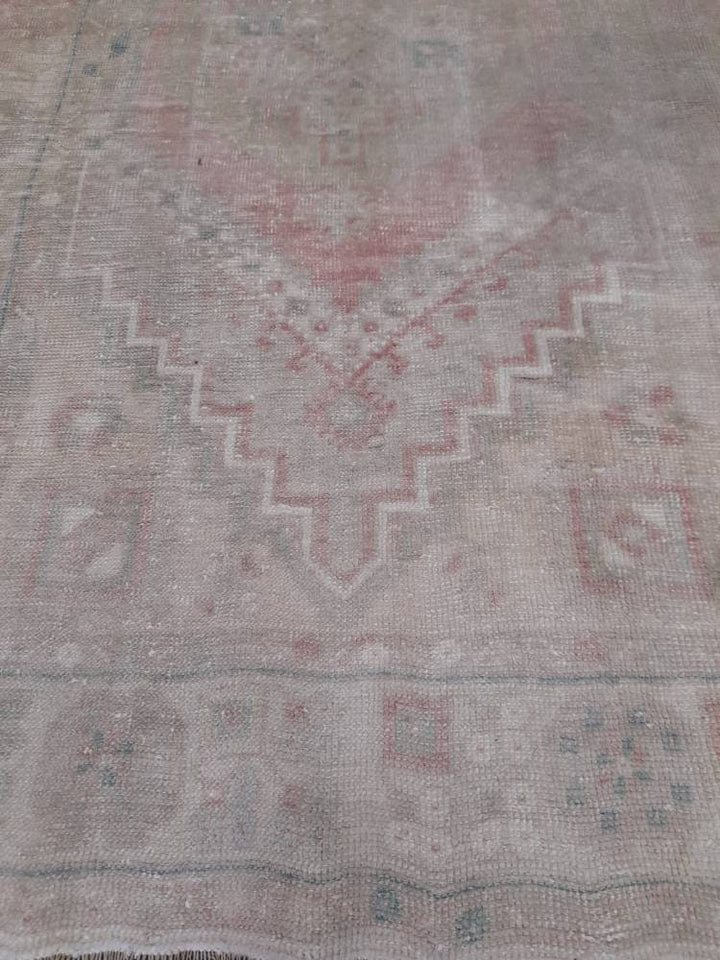 Beige Turkish Runner Rug 3' 6" x 6' 5" Hand-Knotted close-up