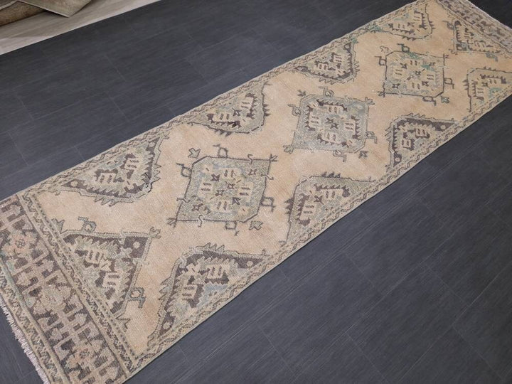 Beige Turkish Runner Rug 3' 1" x 10' 10" Hand-Knotted view 9