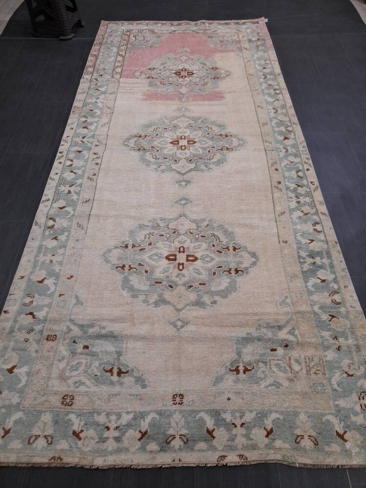 Beige Turkish Runner Rug 4' 6" x 10' 4" Hand-Knotted view 9