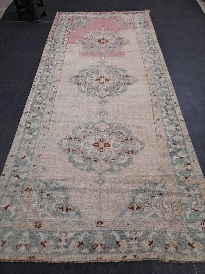 Beige Turkish Runner Rug 4' 6" x 10' 4" Hand-Knotted view 9