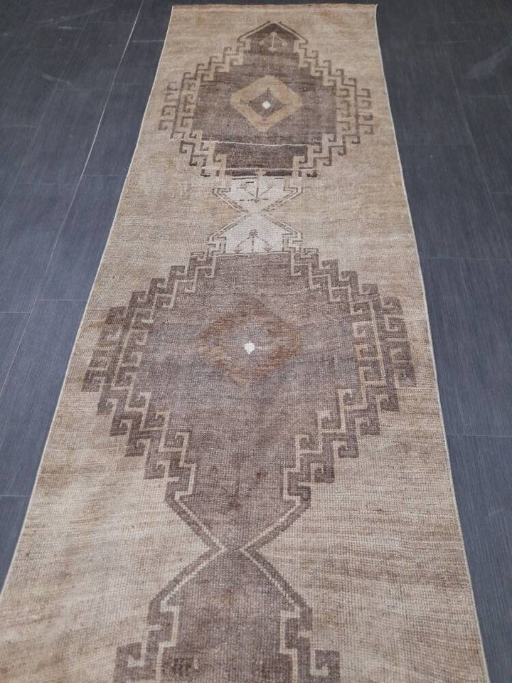 Brown Turkish Runner Rug 2' 8" x 10' 4" Hand-Knotted | No. WR79115