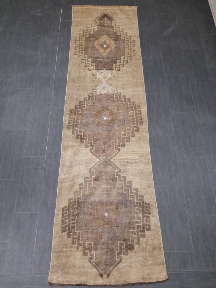 Brown Turkish Runner Rug 2' 8" x 10' 4" Hand-Knotted | No. WR79115