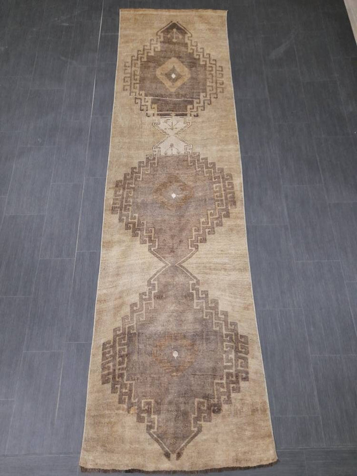 Brown Turkish Runner Rug 2' 8" x 10' 4" Hand-Knotted | No. WR79115