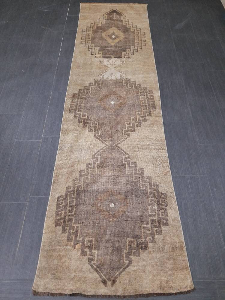 Brown Turkish Runner Rug 2' 8" x 10' 4" Hand-Knotted | No. WR79115
