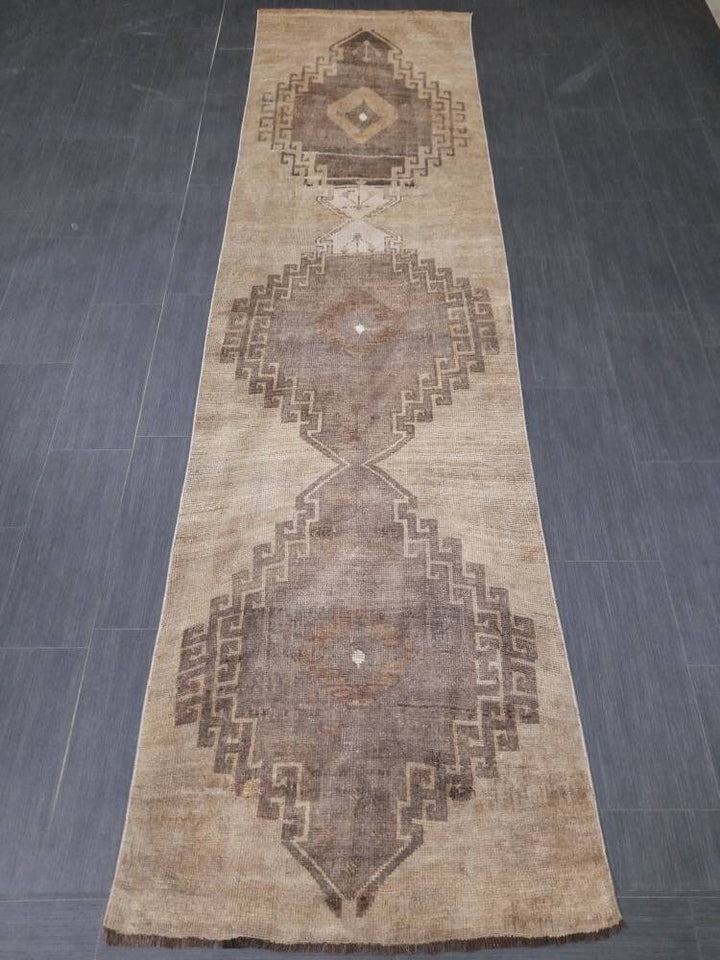 Brown Turkish Runner Rug 2' 8" x 10' 4" Hand-Knotted | No. WR79115