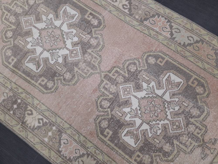 Tan Turkish Runner Rug 4' 3" x 11' Hand-Knotted pattern