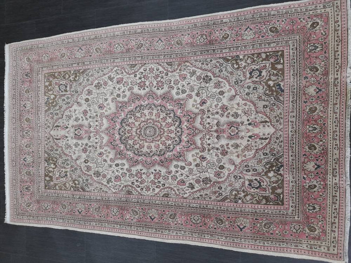 Pink Turkish Oushak Rug 4' 3" x 7' 2" Hand-Knotted view 9