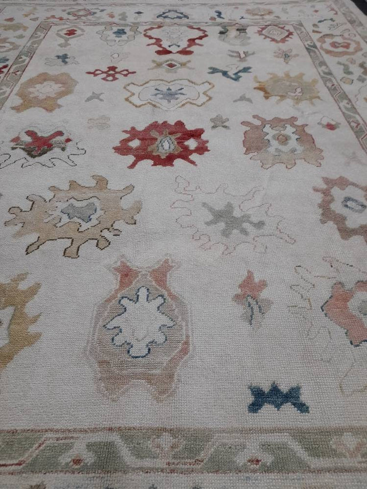 Beige Turkish Runner Rug 9' x 12' Hand-Knotted view