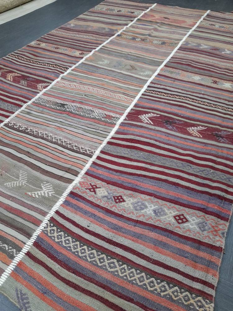 Rust Turkish Runner Rug 6' x 9' 11" Hand-Knotted detail