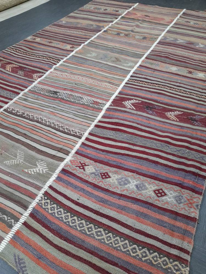 Rust Turkish Runner Rug 6' x 9' 11" Hand-Knotted detail