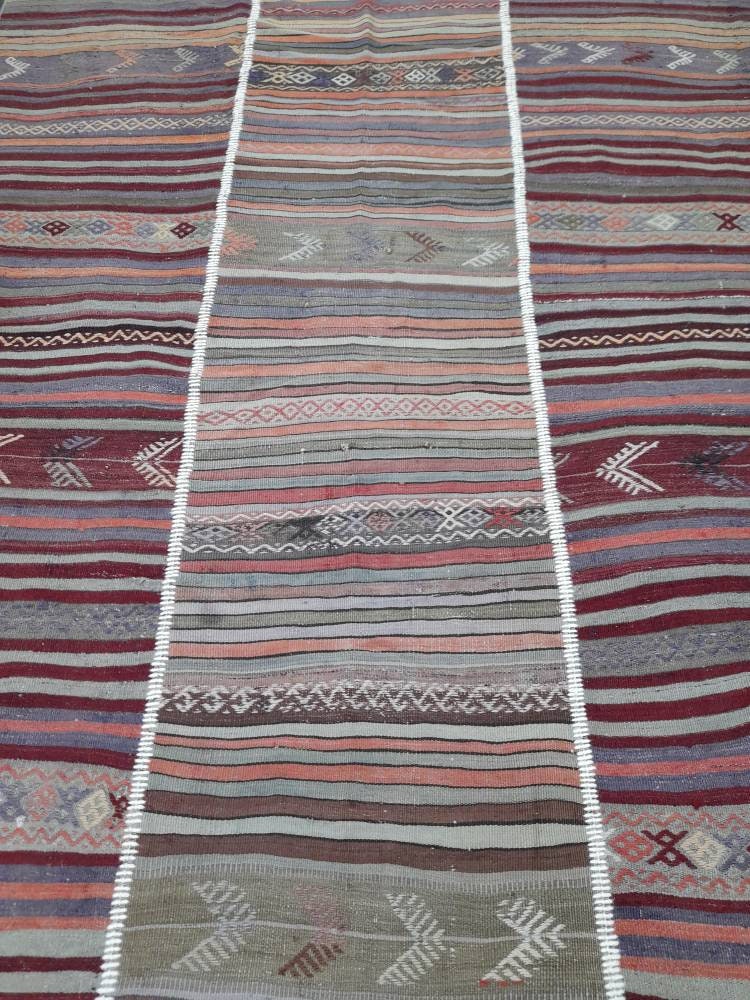 Rust Turkish Runner Rug 6' x 9' 11" Hand-Knotted close-up