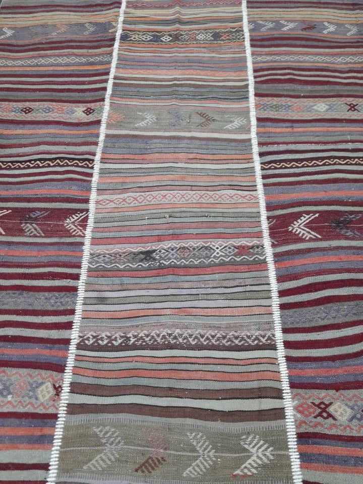 Rust Turkish Runner Rug 6' x 9' 11" Hand-Knotted close-up