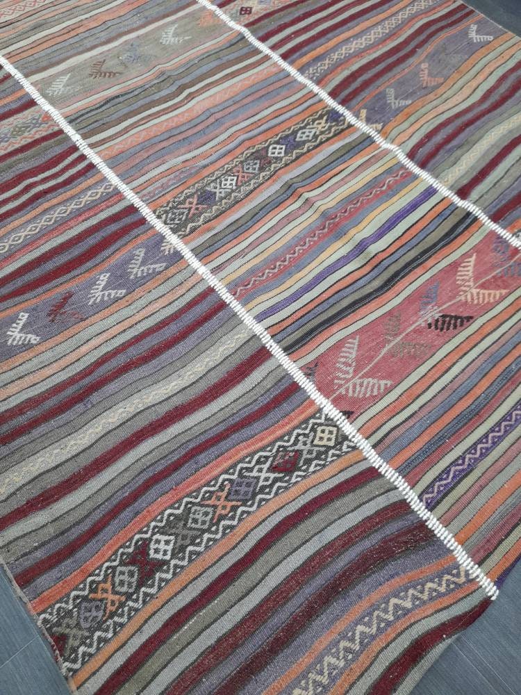 Rust Turkish Runner Rug 6' x 9' 11" Hand-Knotted pattern
