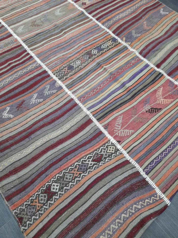 Rust Turkish Runner Rug 6' x 9' 11" Hand-Knotted pattern