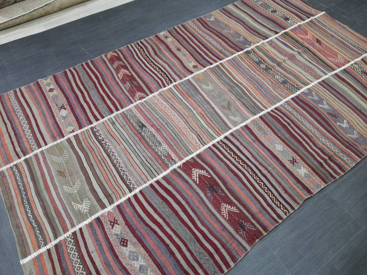 Rust Turkish Runner Rug 6' x 9' 11" Hand-Knotted texture