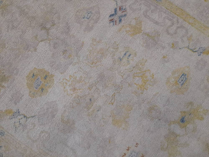 Beige Turkish Runner Rug 5' x 6' 2" Hand-Knotted pattern