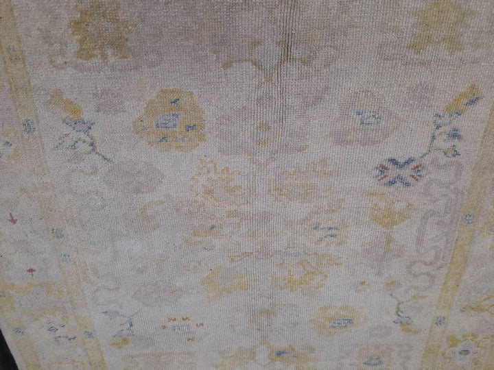 Beige Turkish Runner Rug 5' x 6' 2" Hand-Knotted texture