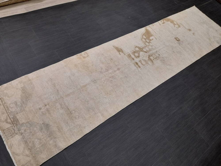 Beige Turkish Runner Rug 2' 11" x 11' 9" Hand-Knotted