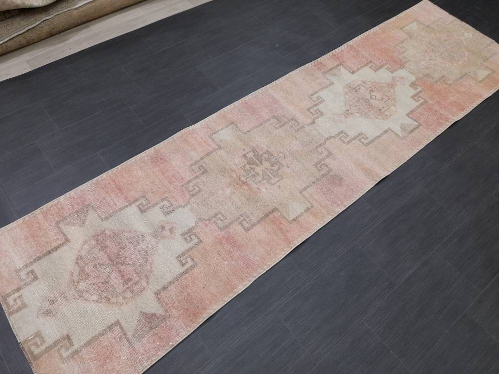 Beige Turkish Runner Rug 2' 10" x 10' 6" Hand-Knotted
