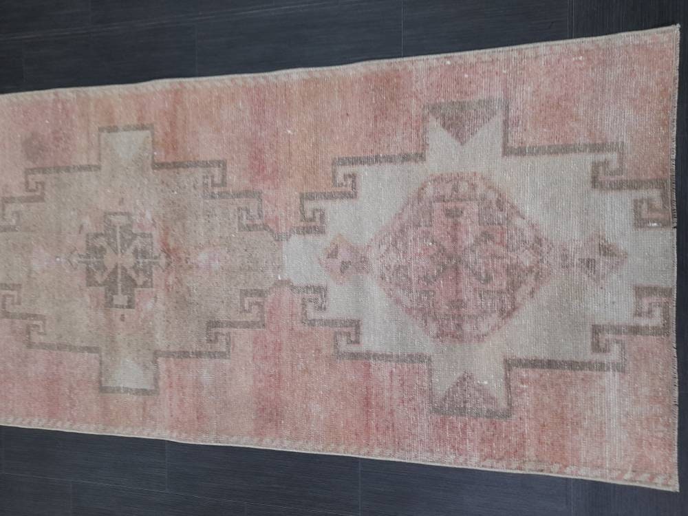 Beige Turkish Runner Rug 2' 10" x 10' 6" Hand-Knotted field