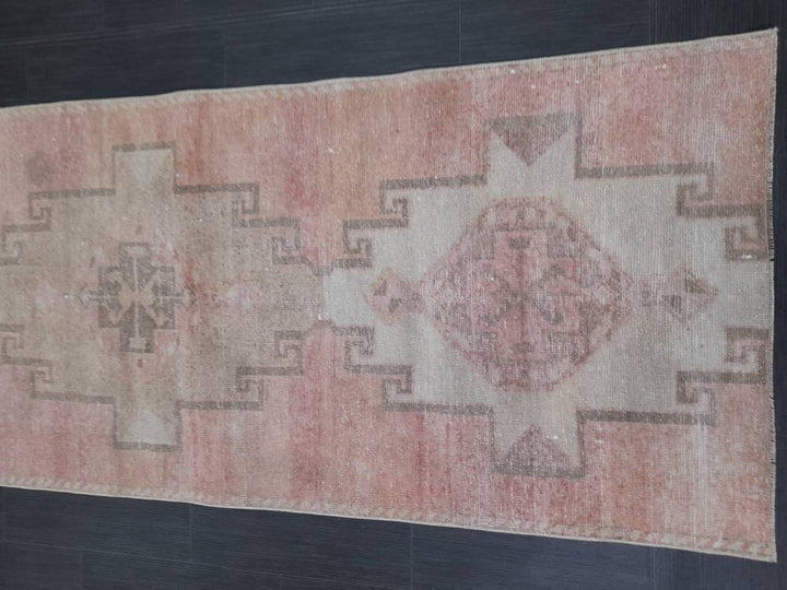 Beige Turkish Runner Rug 2' 10" x 10' 6" Hand-Knotted field