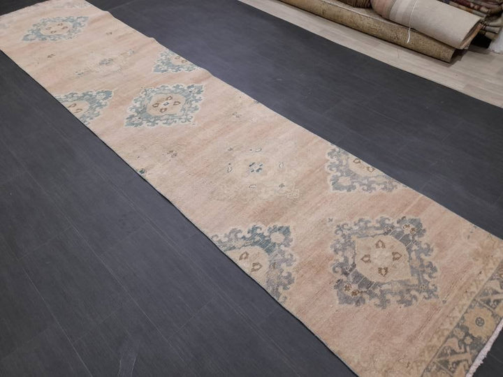 Tan Turkish Runner Rug 2' 10" x 13' 1" Hand-Knotted