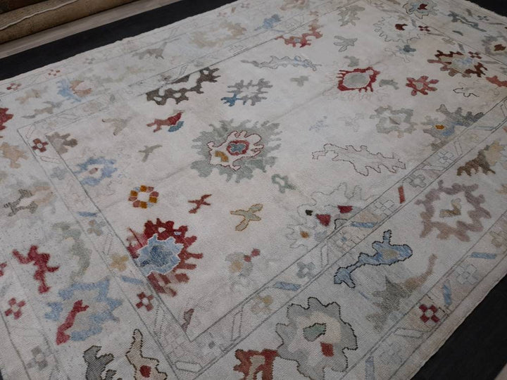 Beige Turkish Oushak Rug 8' 6" x 12' 2" Hand-Knotted