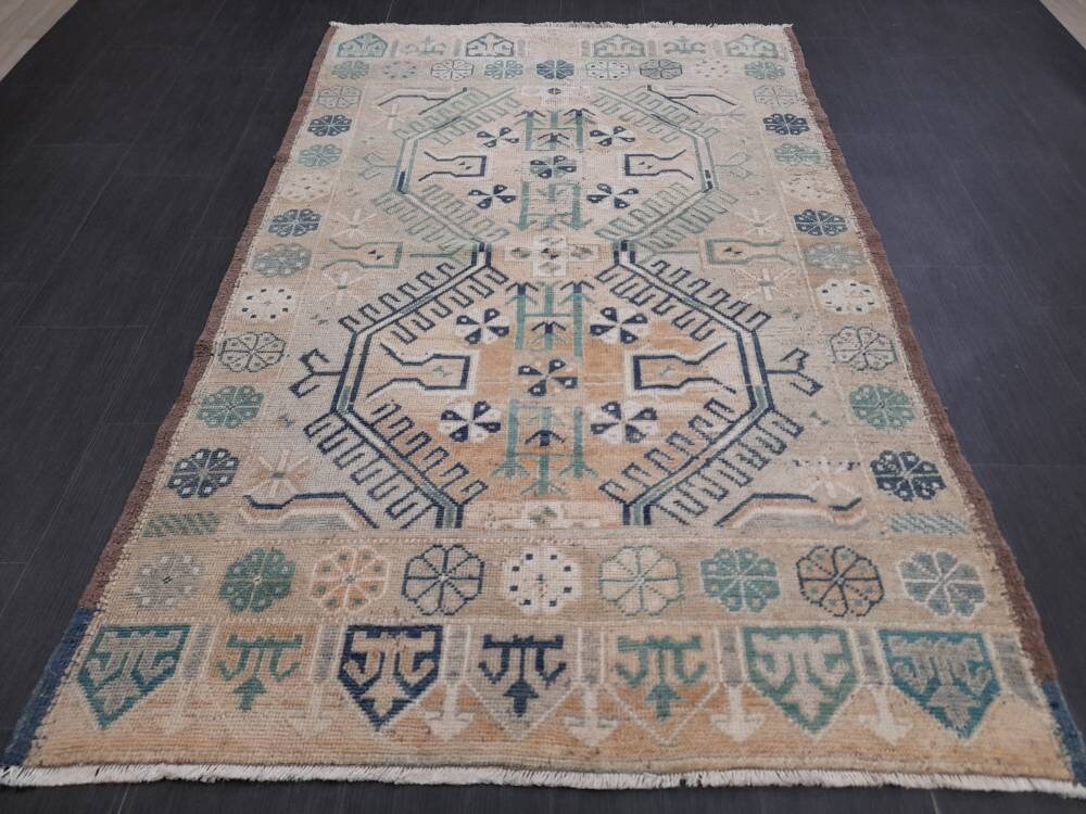 Rust Turkish Oushak Rug 4' 3" x 6' 9" Hand-Knotted detail