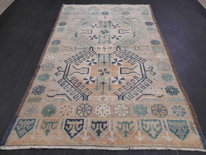 Rust Turkish Oushak Rug 4' 3" x 6' 9" Hand-Knotted detail