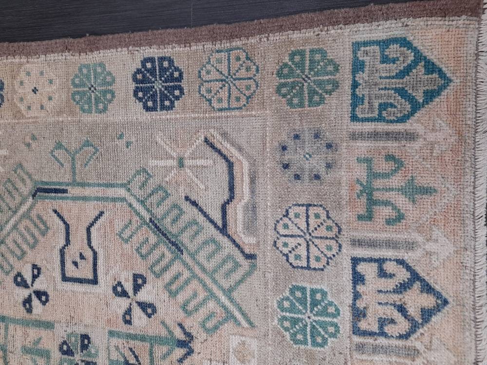 Rust Turkish Oushak Rug 4' 3" x 6' 9" Hand-Knotted close-up