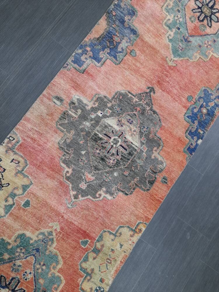 Beige Turkish Runner Rug 2' 5" x 11' 1" Hand-Knotted close-up