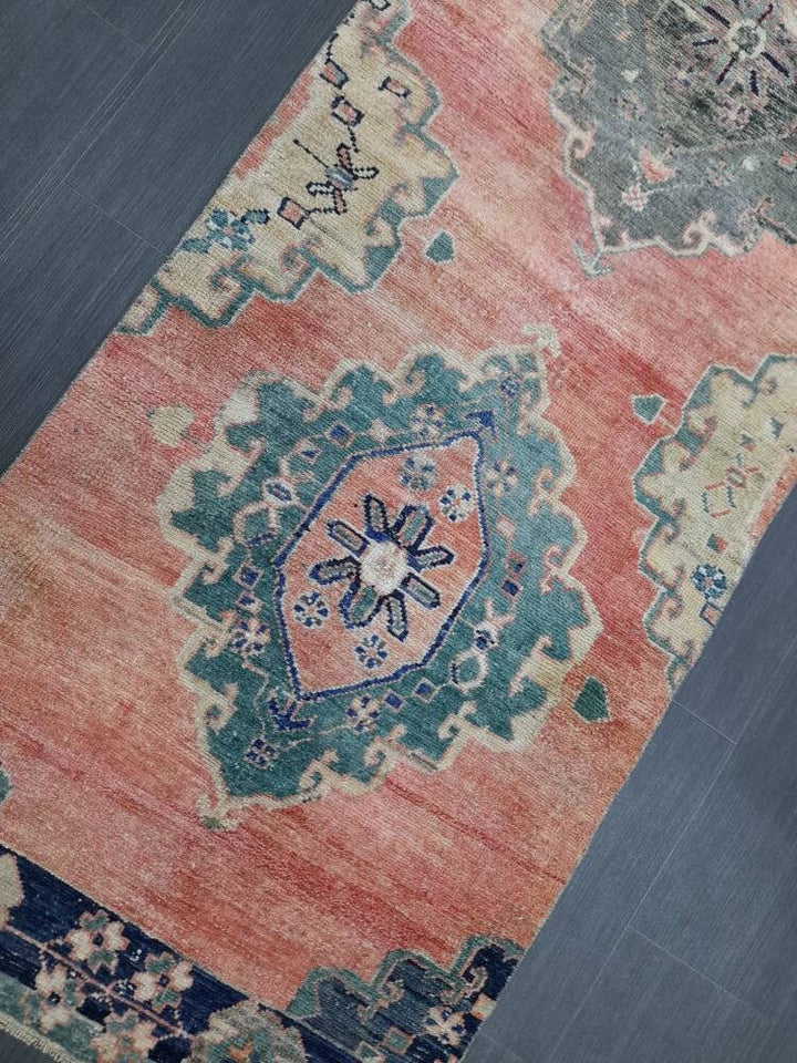Beige Turkish Runner Rug 2' 5" x 11' 1" Hand-Knotted texture