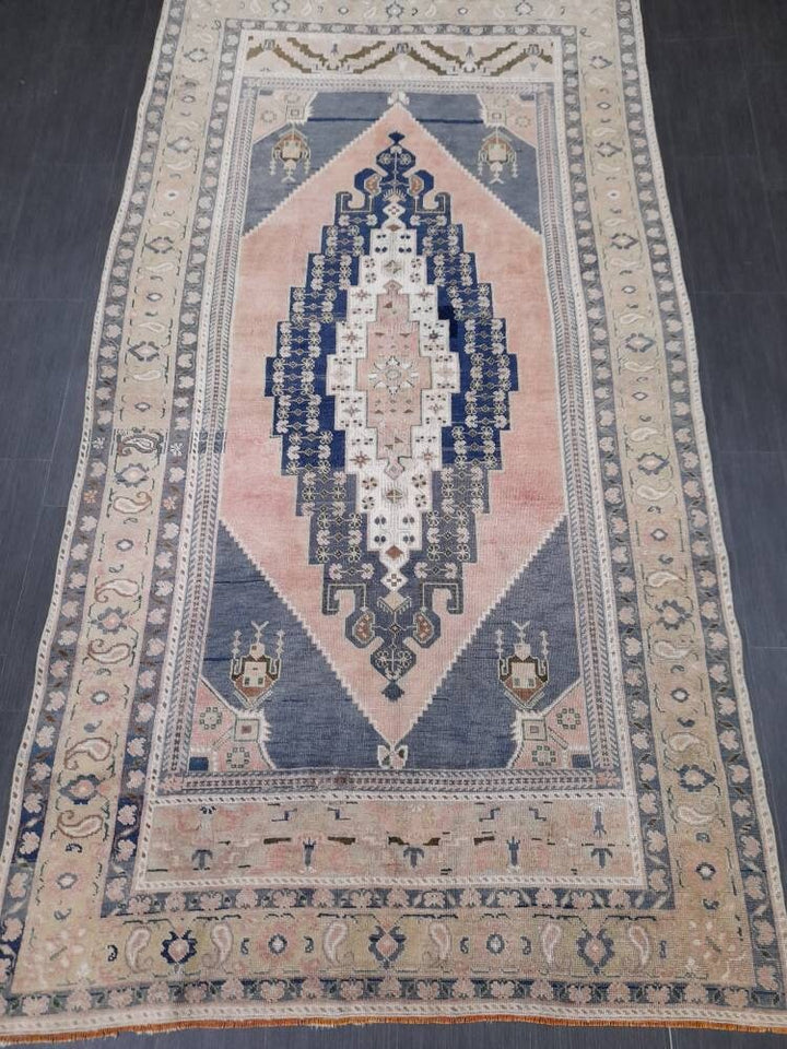Blue Turkish Oushak Rug 5' 3" x 9' 11" Hand-Knotted | No. WR69060