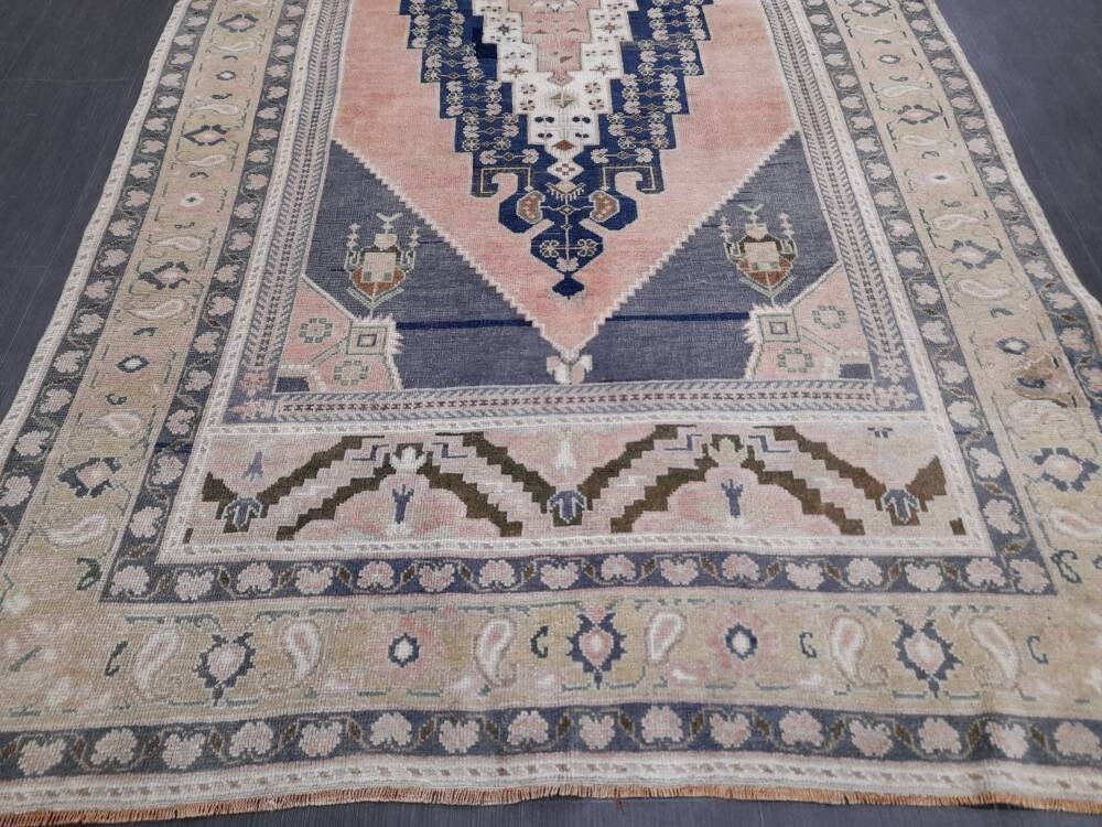 Blue Turkish Oushak Rug 5' 3" x 9' 11" Hand-Knotted | No. WR69060