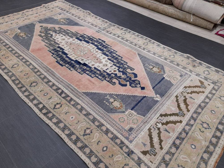Blue Turkish Oushak Rug 5' 3" x 9' 11" Hand-Knotted | No. WR69060