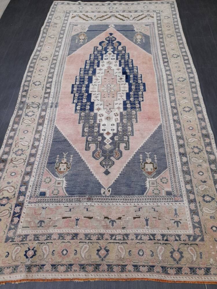 Blue Turkish Oushak Rug 5' 3" x 9' 11" Hand-Knotted | No. WR69060