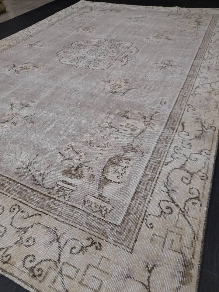 Rust Turkish Runner Rug 6' 6" x 10' Hand-Knotted field