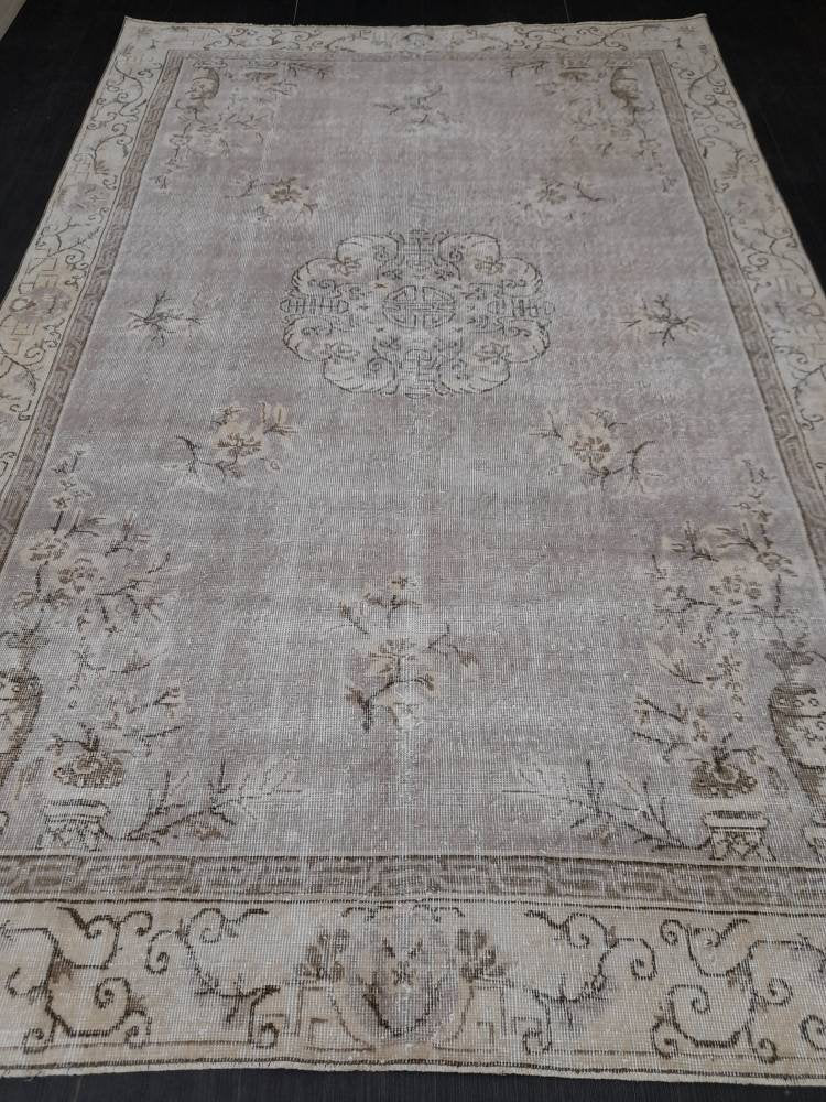 Rust Turkish Runner Rug 6' 6" x 10' Hand-Knotted pattern